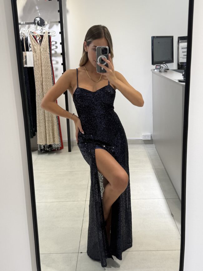 L6252 Vest. Largo Lentejuelas Burgos Simil Taza