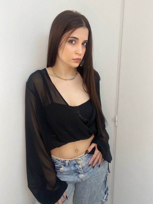 B6706 blusa de gasa bufanda