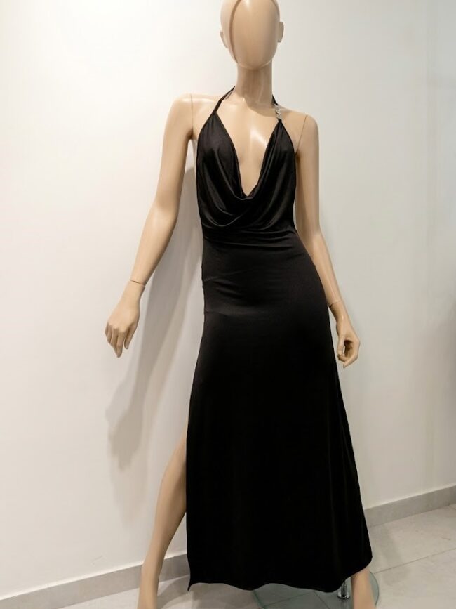 L6727 Vestido largo micro buche