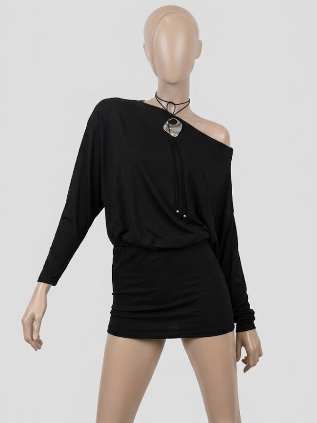 V6738 Vestido modal hombro caido