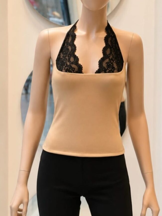 T7212 Top Halter con Puntilla