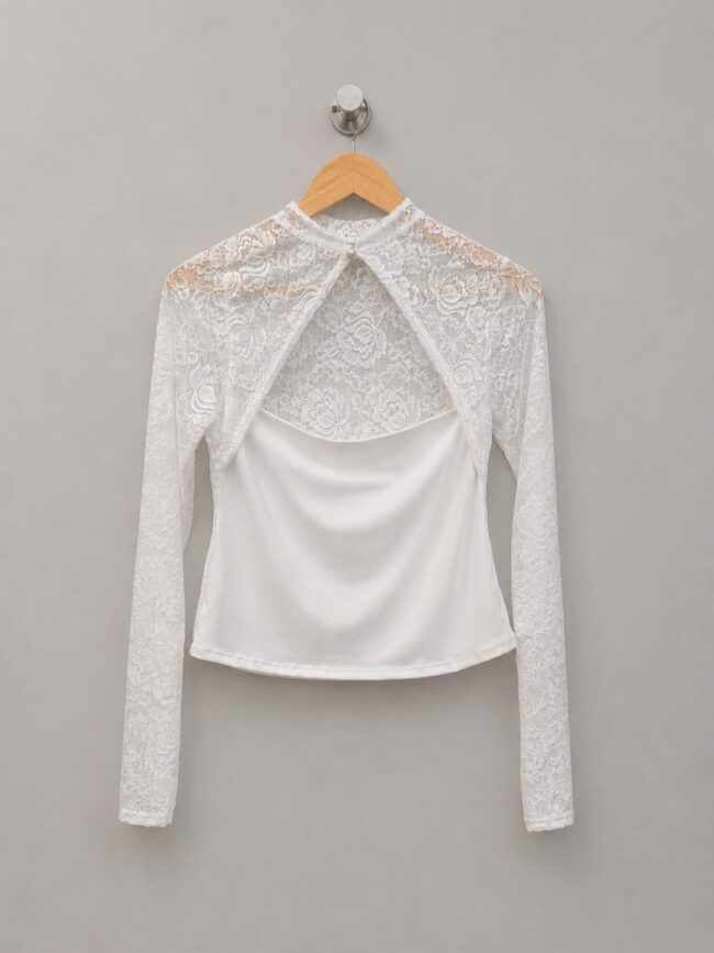 R7210 Remera de encaje combinado con Forro Strapless